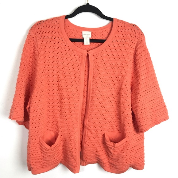 Chico’s | Celille Cardigan Size XL 3 Orange Knit - Picture 2 of 5
